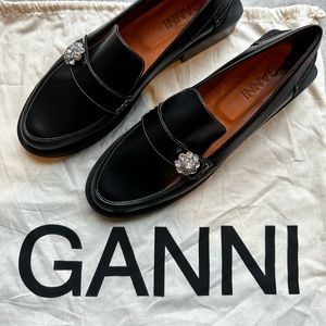 GANNI Women's Embellished Moc Toe Loafers